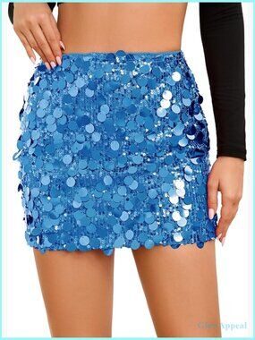 Sequin Bodycon Mini Skirt Stretchy Sparkly Night Out Party Skirt